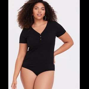 Torrid Black Ribbed Bodysuit